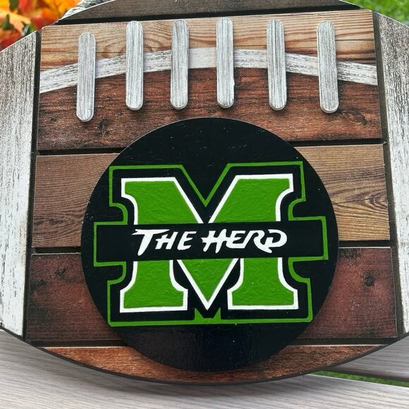 Marshall “THE HERD” Football Wood Decor Sign “3D” Hang on Door or Wall “Go Herd” - Picture 3 of 5